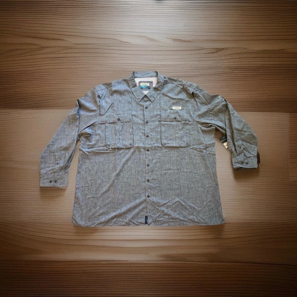 Magellan Outdoors Men's 4XL Aransas Pass Heather Fishing Shirt Blue LS